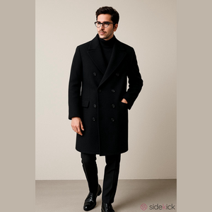 Hugo Boss From Harry Rosen Men's Black Double Breasted Old Money Wool Coat